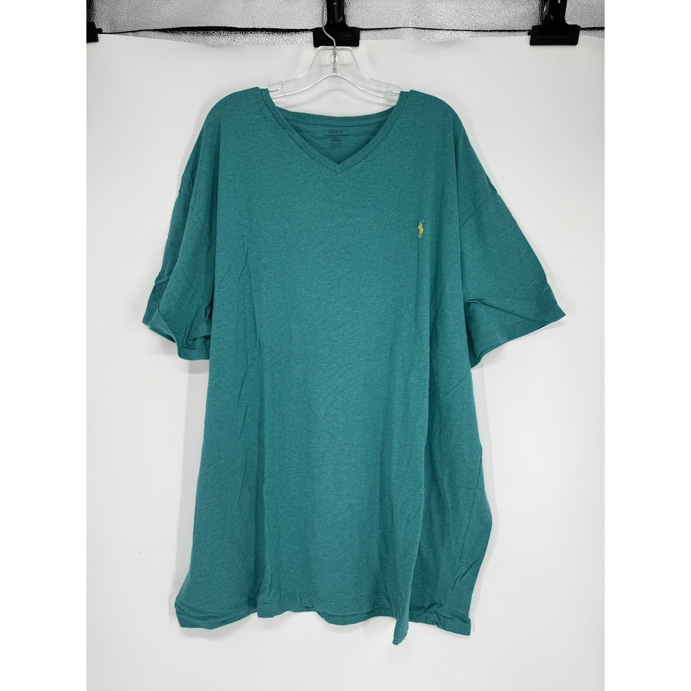 Polo Ralph Lauren T Shirt 3XL Big 3XB Teal Tee Pony Logo Short Sleeve V Neck